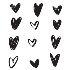 Heart doodles. Hand drawn hearts. Design elements for Valentine's day. Vector EPS 10.	