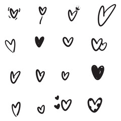 Heart doodles. Hand drawn hearts. Design elements for Valentine's day. Vector EPS 10.	