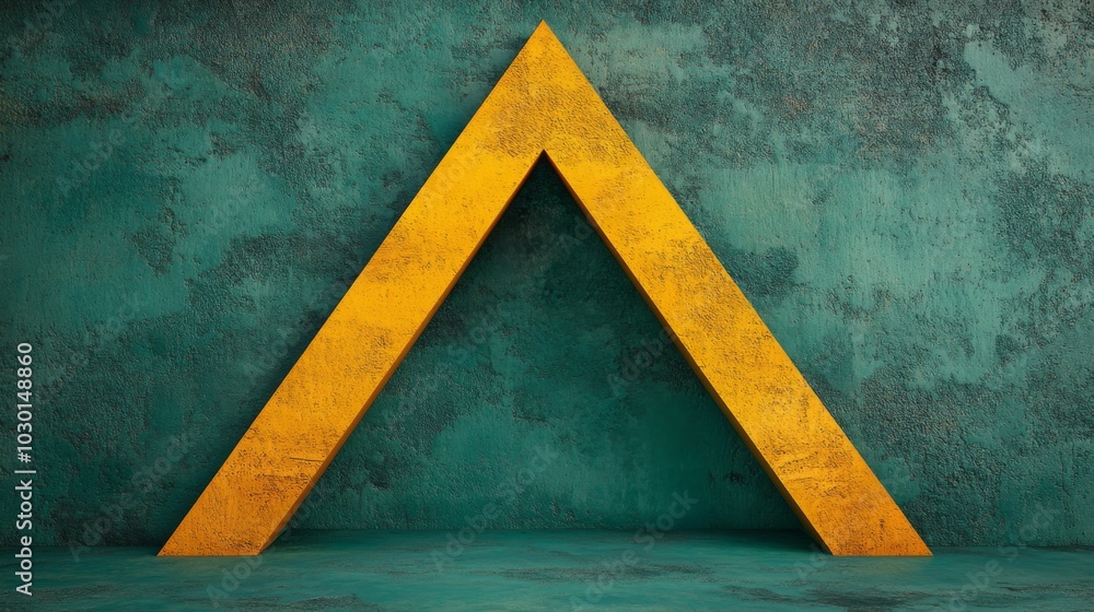 Poster Geometric Yellow Triangle on Turquoise Background