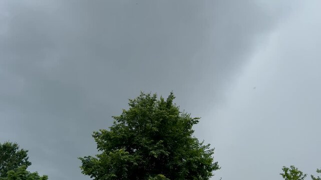 Rollwolke sammelt sich zu einem Unwetter am Himmel zusammen