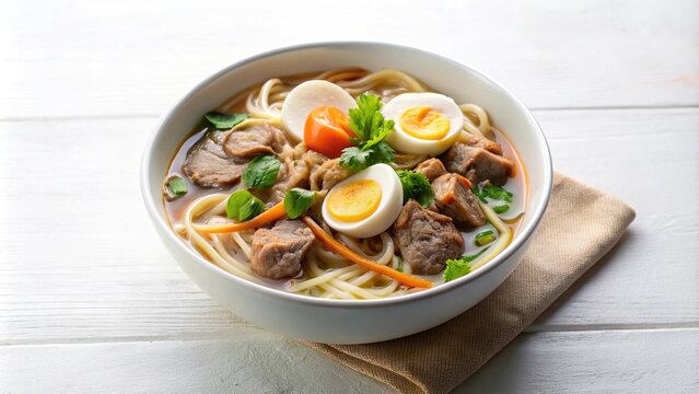 Minimalist fresh cooked Filipino food dish Batchoy