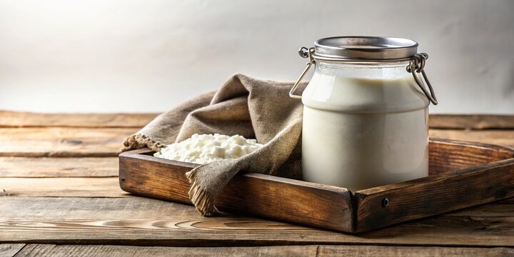 Minimalist fresh Buttermilk rustic container isolated white background