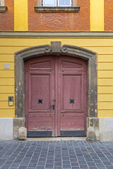 Wooden Gate Doors Medieval House Entrance in Budapest Hungary