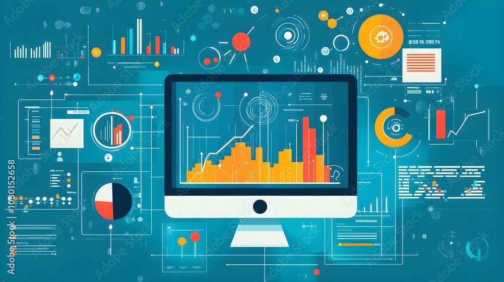 Poster data visualization charts graphs infographic analytics technology business financial report