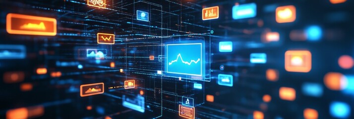 Digital Transformation, Big Data Analytics and Business Finance, Abstract Technology Background