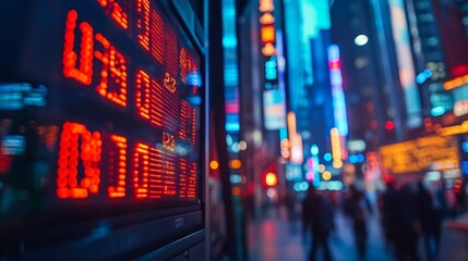 Obraz premium City Night Lights and Stock Market Reflections