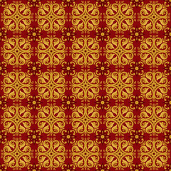 Talavera Pattern Maroon and Gold Color Combination. Azulejos Portugal Design. Tile Pattern