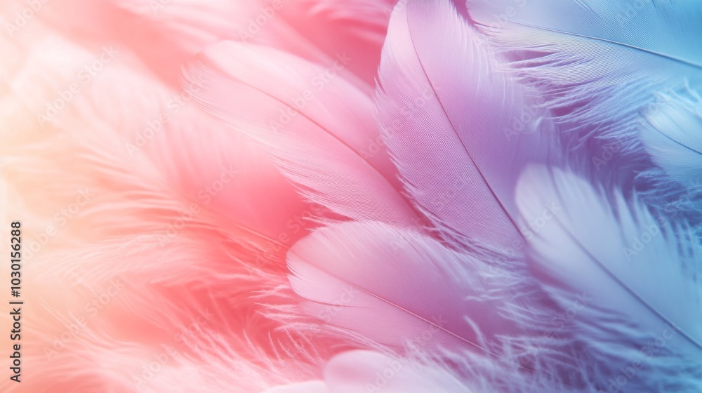 Poster Dreamy Pastel Feathers Background