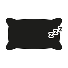 Pillow Silhouette Icon With Zzz Symbol. Sleep And Rest Solid Pictogram. Isolated Vector Illustration