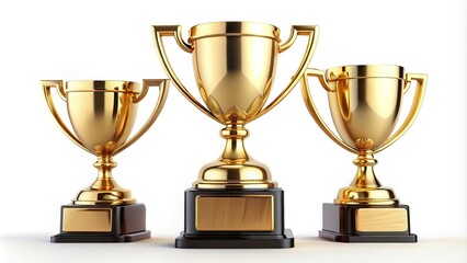 Fototapeta premium Minimalist golden trophies on white background