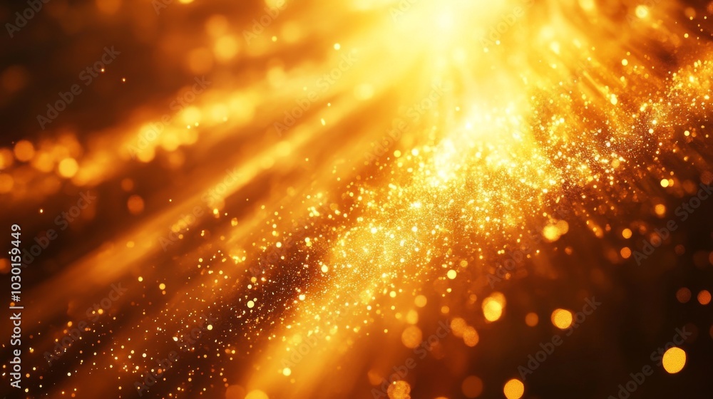 Poster Golden Light Rays and Sparkles