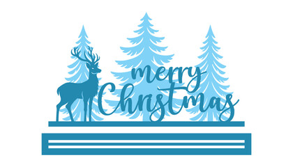 Obraz premium Christmas Scene laser cut template, Winter scene vector illustration 