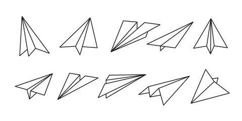 Vector set of paper airplane icon