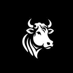 black and white cow head  illustration for logo icon 