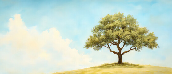 Obraz premium Majestic Oak Tree in Classic Oil Painting Style