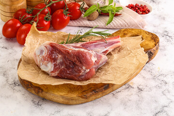 Raw lamb shank for cooking