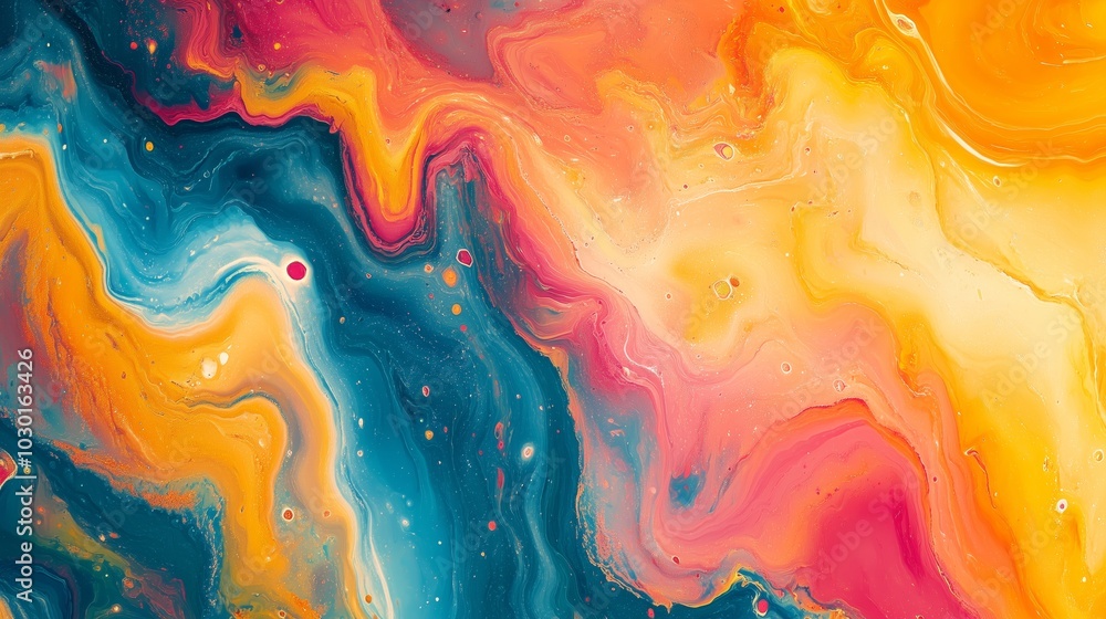 Poster abstract background with a colorful, vibrant marble pattern in the style of a liquid texture. fluid 