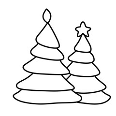 christmas tree illustration, with minimal line art, perfect for holiday-themed coloring pages and DIY Christmas cards or seasonal printables for both kids and adults