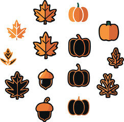 Autumn Season Icons Set Vector illustration logo concept design