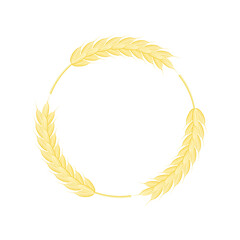 Round frame from dry yellow wheat, isolated on white.