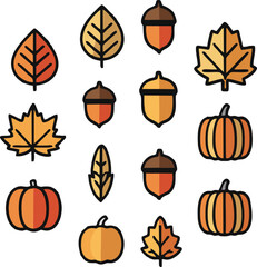 Autumn Season Icons Set Vector illustration logo concept design