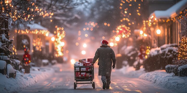  Dedicated holiday postal worker braving winter weather to deliver packages in this photo.