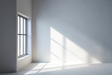 Fototapeta premium Minimalist realistic effect of shadow from window on clean white wall