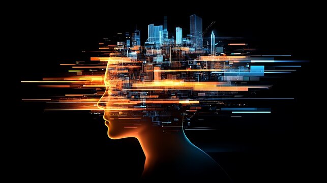 Innovative concept image showing a silhouette of a person transitioning into a pixelated digital form, symbolizing the transformative impact of Gen Z technology on society and industries.