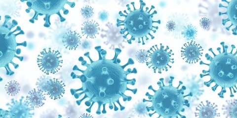 Naklejka premium A blue and white image of many small blue and white circles. The circles are of varying sizes and are scattered throughout the image. Concept of chaos and disorder