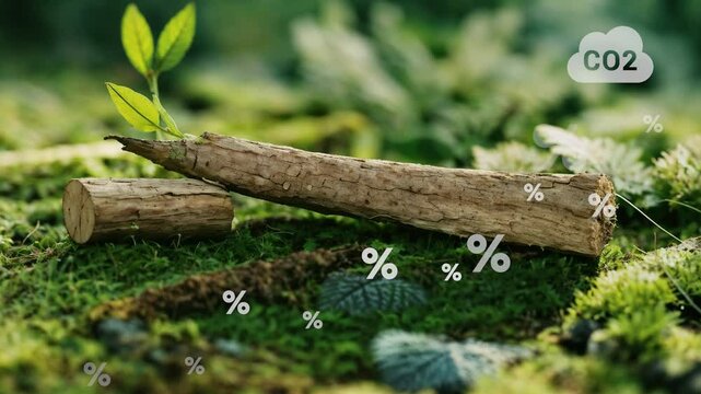CO2 reduce.Net Zero 2050.Green energy zero emission carbon co2 reduction graph charts,business virtual touch screen to show alternative energy growth.4k video.Place for text or logo