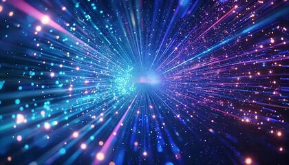 Naklejka premium Abstract 3d rendering of chaotic particles in space. Futuristic background with glowing particles.