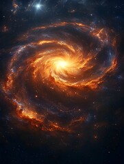 Obraz premium A swirling galaxy in the vastness of space. The vibrant orange and yellow hues create a dramatic and captivating display.