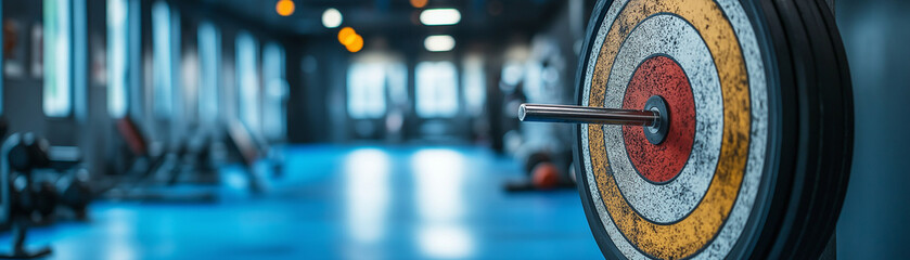 Gym setting with a target board showing fitness goals for the new year