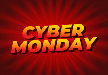Cyber monday. Text effect in 3D and bold fonts for digital ads