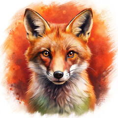 Fototapeta premium red fox isolated on white. fox, animal, wildlife, red, red fox, mammal, wild, nature, vulpes vulpes, fur, predator, portrait, cute, canine, vulpes, carnivore, young, cub, face, wild animal, british