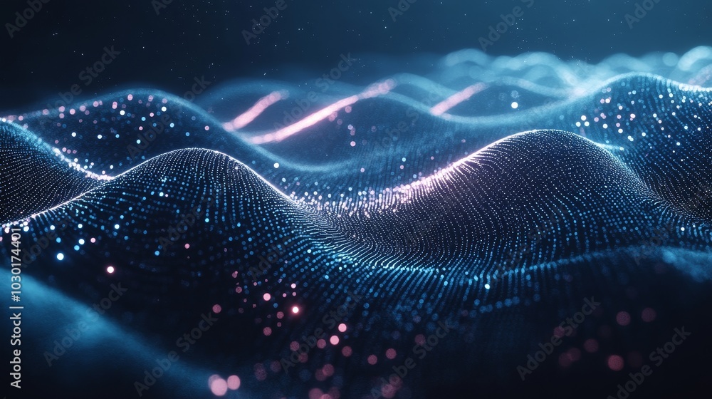 Poster 3d illustration of big data and cybersecurity. stock information and neural networks. abstract techn