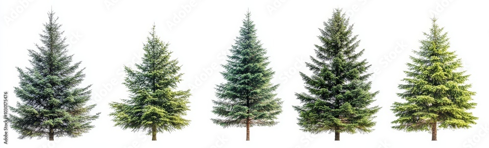 Poster the evergreen fir trees are displayed on a white background in a collage format. banner design with 