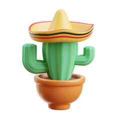 3D Brazilian Cactus Wearing Colorful Sombrero