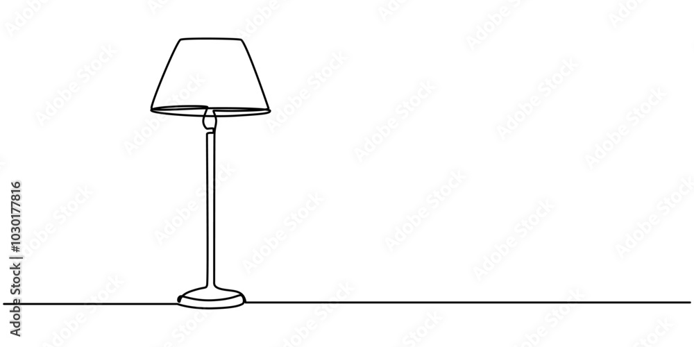 Poster room lamps continuous line. one line drawing of a home furniture object to illustrate interior desig