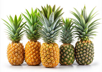 Obraz premium pineapple on white. pineapple, fruit, food, isolated, tropical, fresh, healthy, sweet, ripe, white, ananas, juicy, green, raw, diet, object, yellow, exotic, dessert, fruits, natural, freshness, vitami