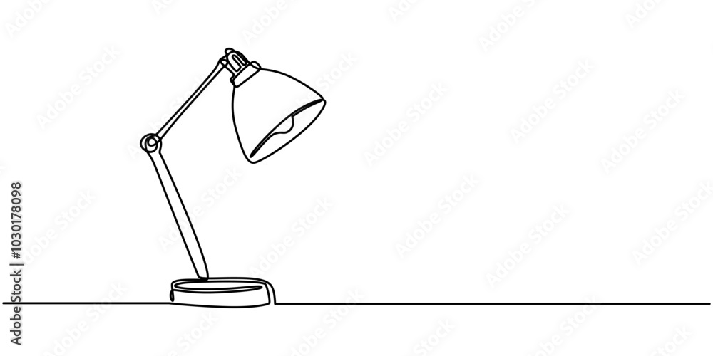 Poster room lamps continuous line. one line drawing of a home furniture object to illustrate interior desig