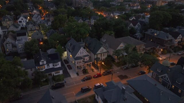 Aerial view of Weehawken, New Jersey at night