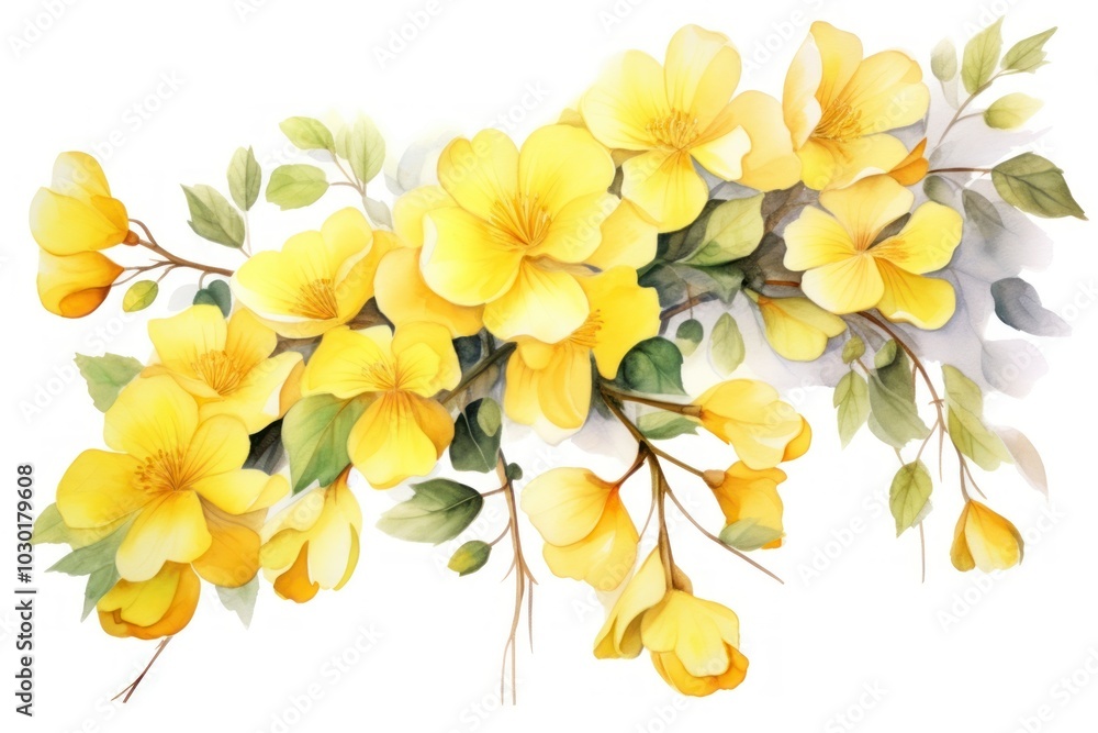 Wall mural Yellow flowers painting nature plant.