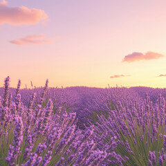 Naklejka premium Dreamy Lavender Field Under Ethereal Sky