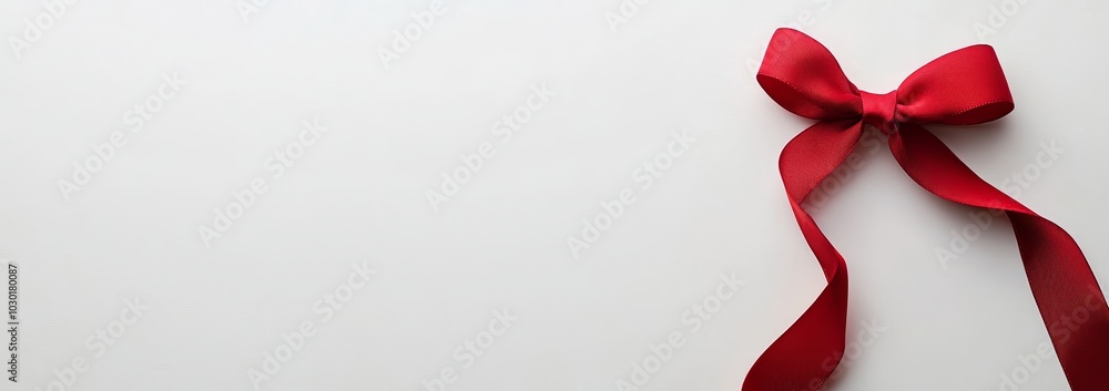 Poster an isolated red ribbon border with a large bow to make a banner for a birthday or christmas, isolate