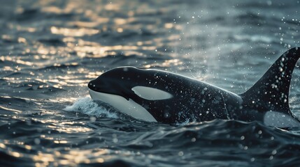 Fototapeta premium Orca Breaching Through the Surface