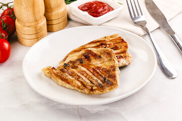 Grilled pork steak with sauce