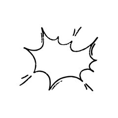 Manga speech bubble with onomatopoeia sign. Cloud crayon speech for text. Doodle frame for manga chat.