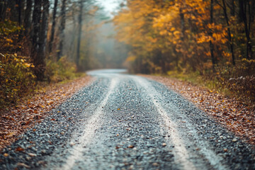 Obraz premium Gravel Road in Rural Forest Landscape