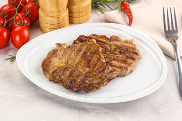 Grilled pork neck sirloin steak